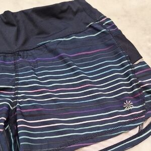 Athleta Navy Multicolor Striped Athletic Shorts 4" Inseam Sz Small Running Cheer